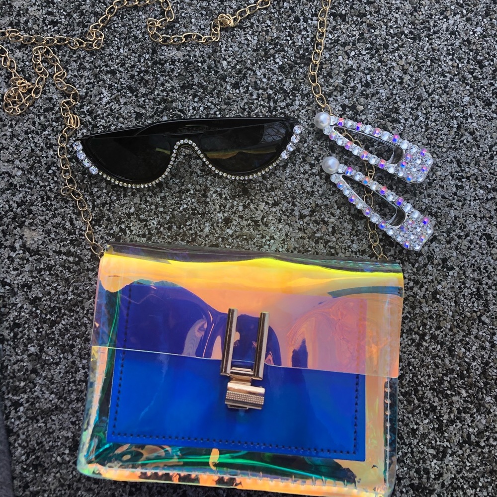 Holographic Crossbody  W/ Detachable Gold Chain